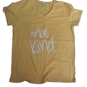 Women’s Be Kind Yellow V-neck shirt medium